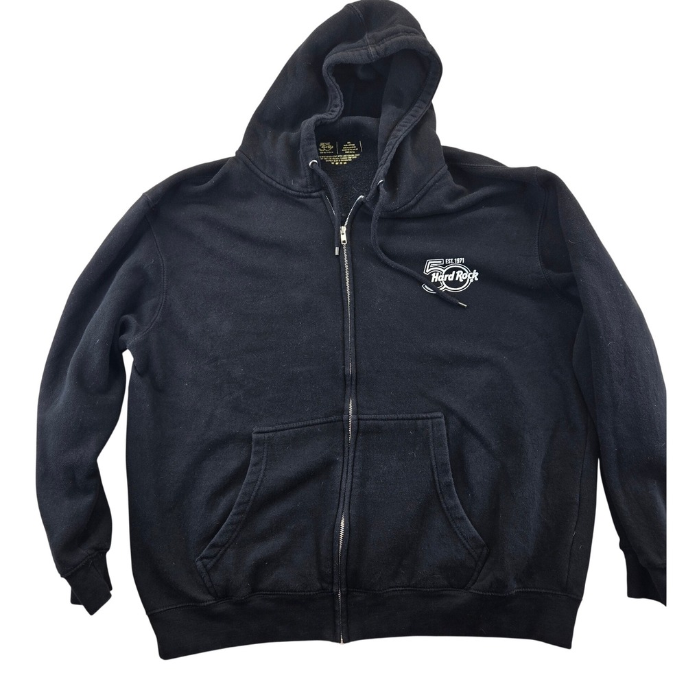 Hard Rock Hoodie Mens XXL Black 50th Anniversary Tampa Full Zip Sweatshirt